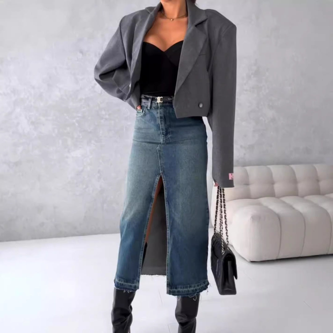 Damen Modischer Oversized Blazer aus hochwertigem Material EB