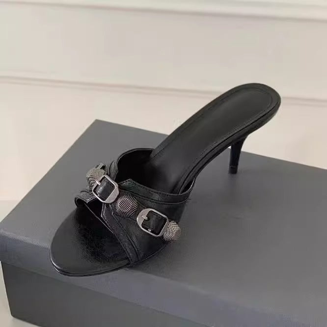 Damen elegante High Heel Sandalen mit glamourösen Strassakzenten EB