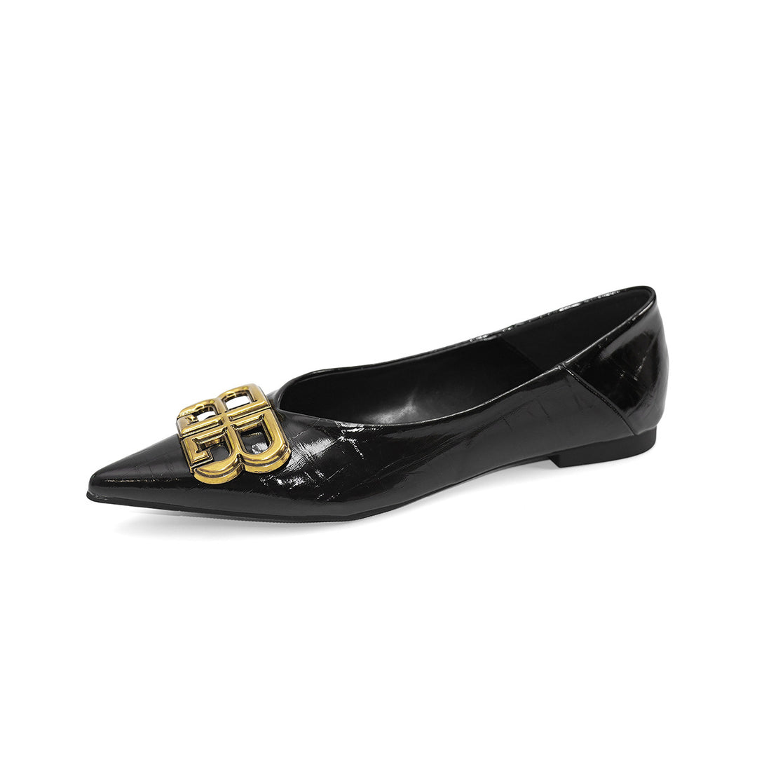 Damen elegante Ballerinas mit luxuriösem Metallakzent EB