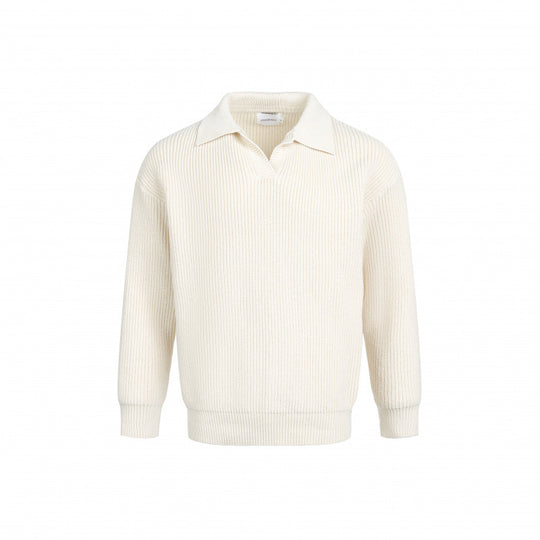 Damen Eleganter Strickpullover mit modernem Kragen und feinem Rippstrick EB