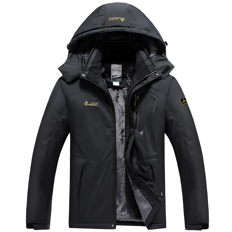 Herren multifunktionale wasserdichte Outdoorjacke mit abnehmbarem Fleece-Innenlayer und verstellbarer Kapuze EB