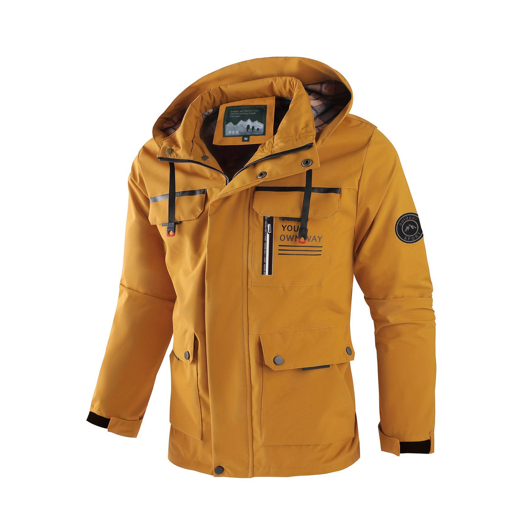 Herren leichter Softshell-Parka mit wasserabweisender Beschichtung, Kapuze und Multifunktions-Taschen EB