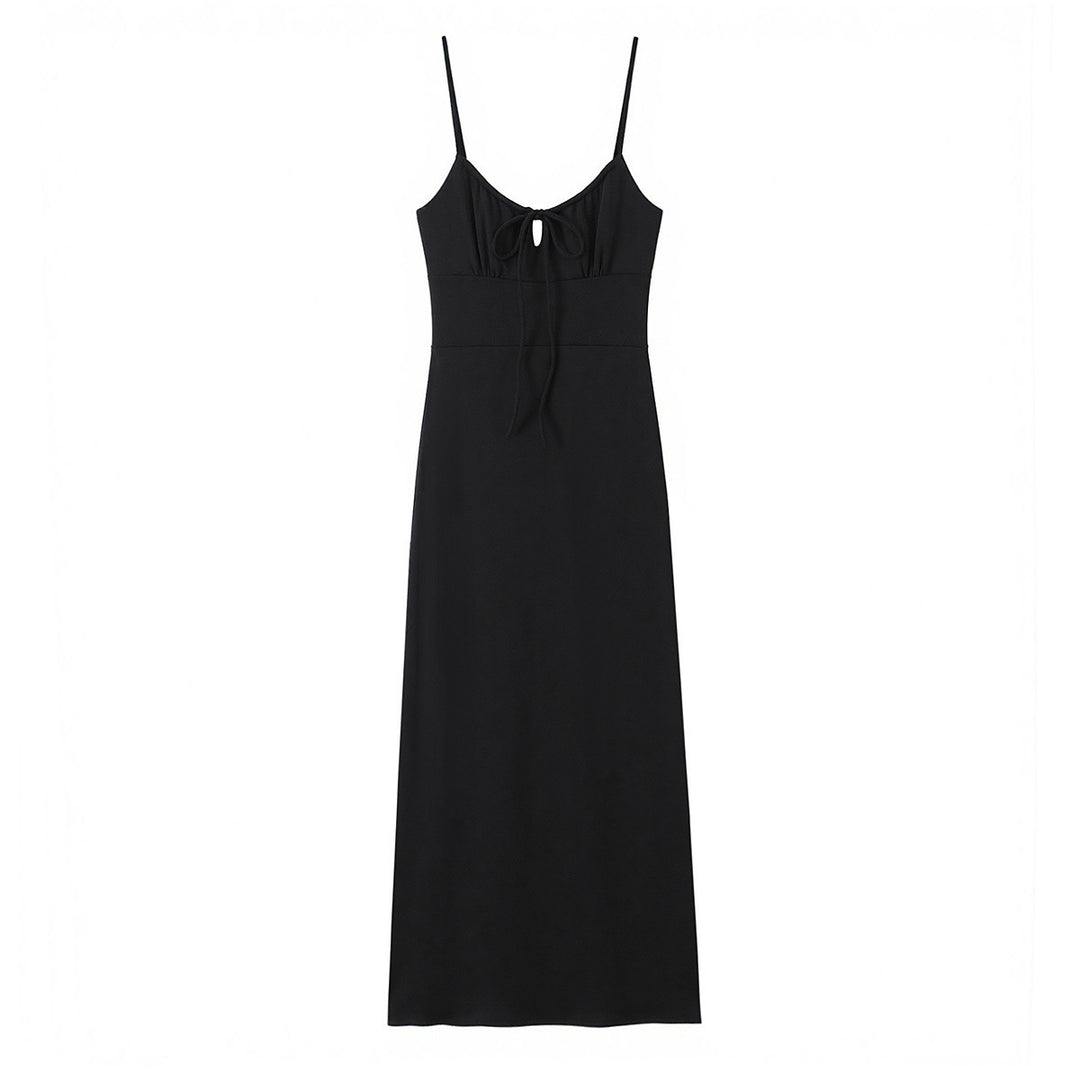 Damen Maxi-Kleid mit tiefem V-Ausschnitt und schmeichelndem Knoten-Design EB
