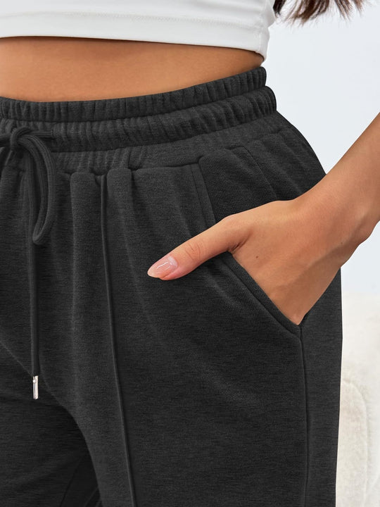 Damen nan komfortable High-Waist Jogginghose mit Kordelzug und tiefen Eingrifftaschen EB