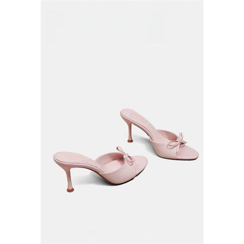 Damen elegante Mules mit zierlichem Schleifendetail EB
