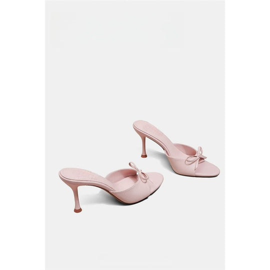 Damen elegante Mules mit zierlichem Schleifendetail EB
