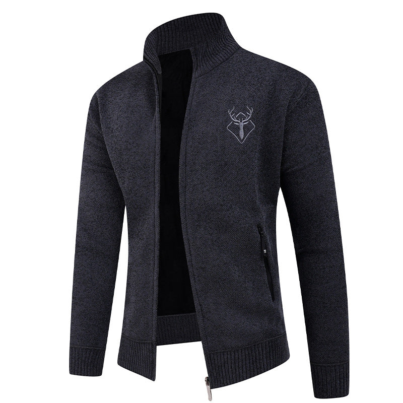 Herren Strickjacke mit hohem Kragen und praktischen Reißverschlusstaschen EB