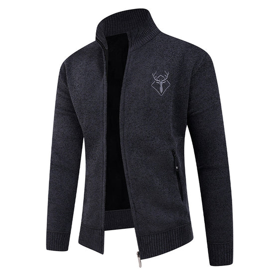 Herren Strickjacke mit hohem Kragen und praktischen Reißverschlusstaschen EB