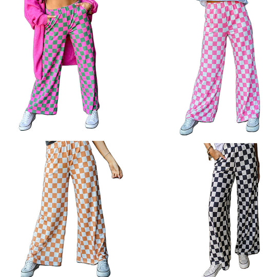 Damen Karierte Palazzohose EB