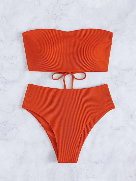 Damen Bandeau-Bikini mit verstellbarem Höschen und raffiniertem Design EB