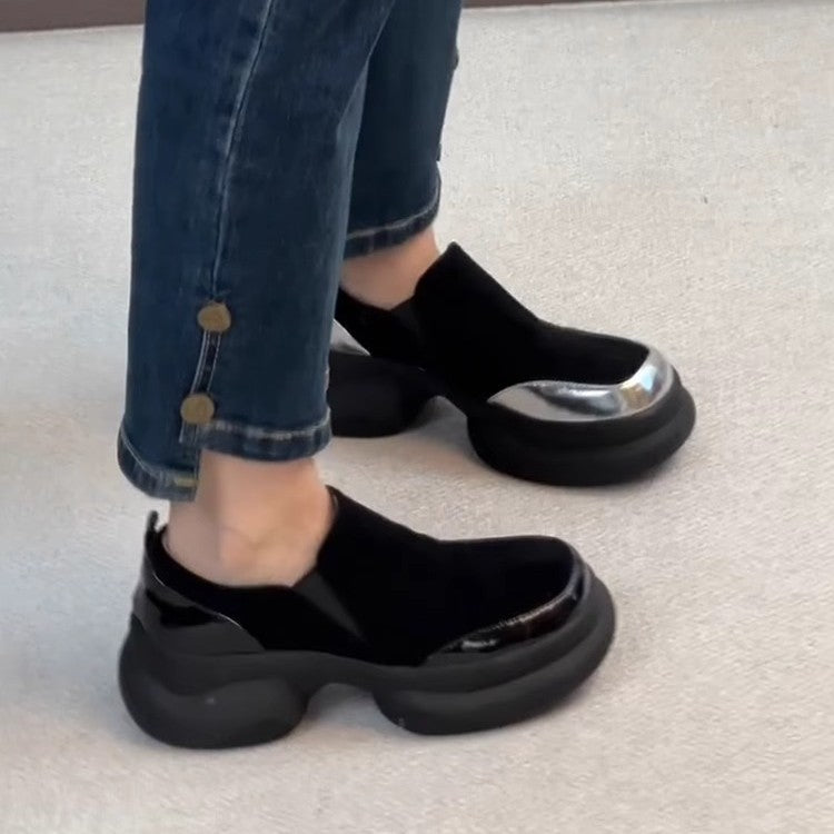 Damen modische Chunky Sneakers mit elastischem Obermaterial und markanter Sohle EB