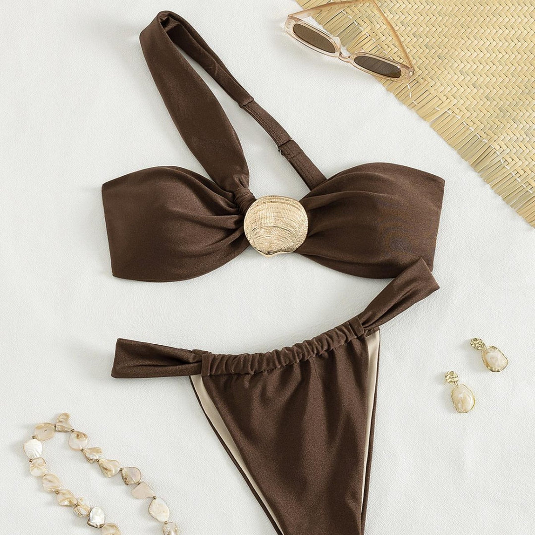 Damen Bandeau-Bikini mit schickem Schmuckdetail EB
