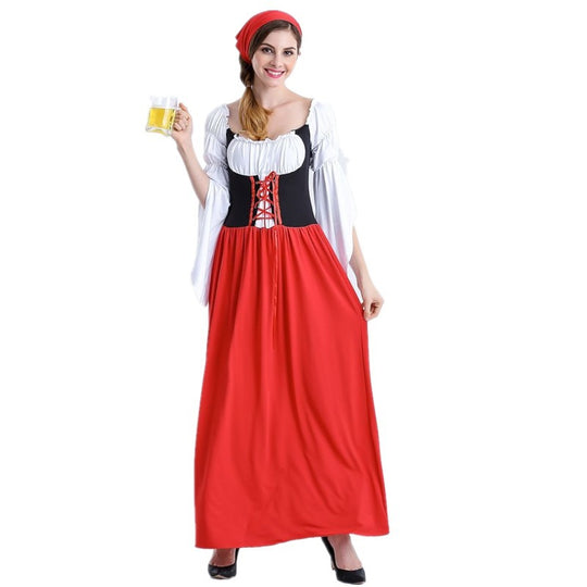 Damen nan mittelalterliches Bauermädchen Kostüm mit geschnürtem Korsett, Puffärmeln und mehrlagigem Stufenrock EB