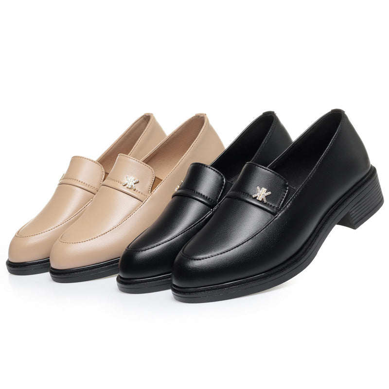Damen Elegante Mokassins mit modischem Dekor und bequemem Blockabsatz EB