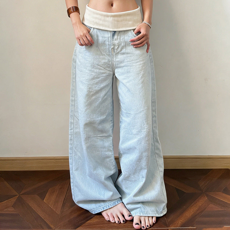 Damen Weitgeschnittene Jeans mit hohem Bund und elastischem Komfort EB