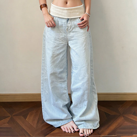 Damen Weitgeschnittene Jeans mit hohem Bund und elastischem Komfort EB