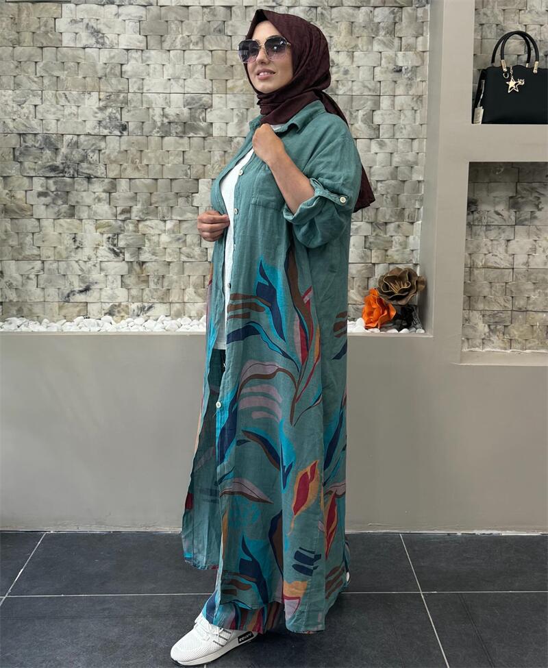 Damen Lange Bluse mit floralem Design EB