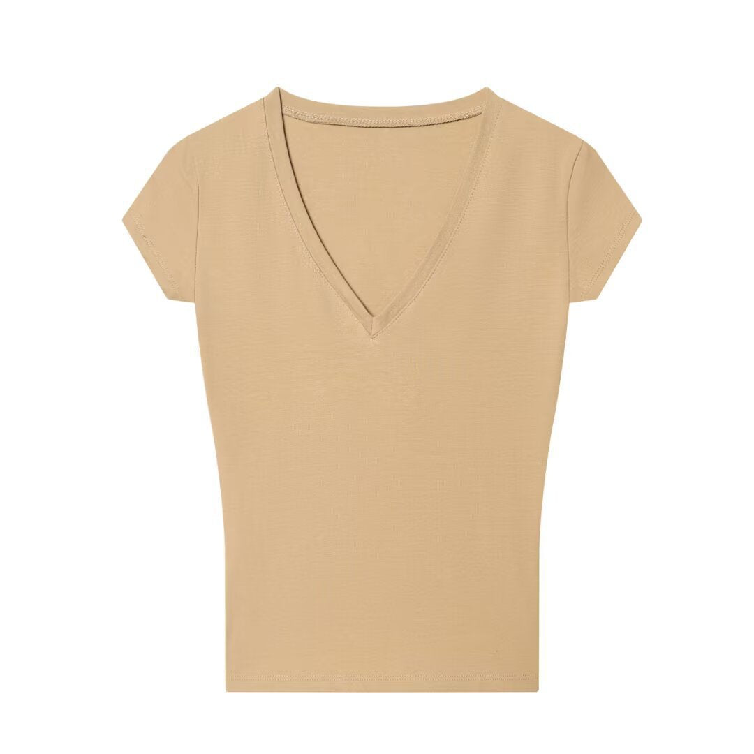 Damen V-Ausschnitt T-Shirt aus hochwertiger Baumwolle EB