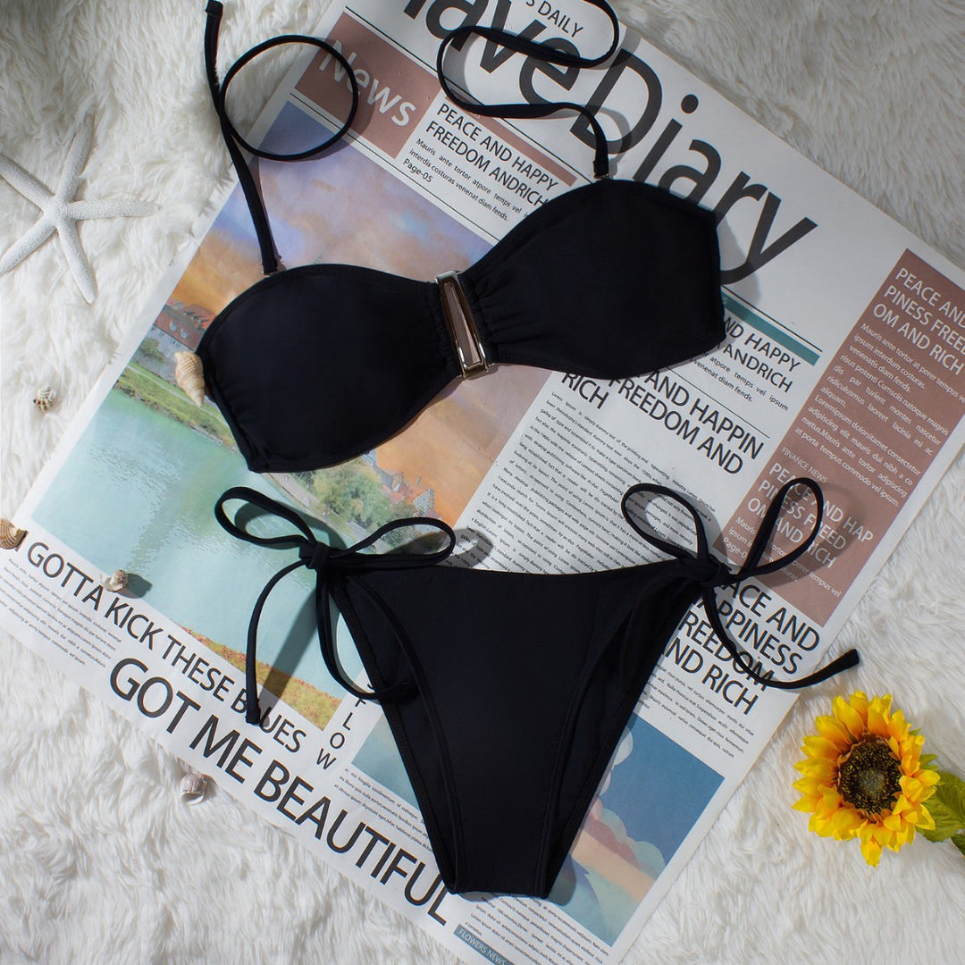 Damen Bandeau-Bikini mit verstellbaren Trägern und eleganten Detail EB