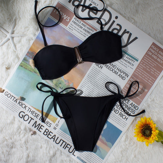 Damen Bandeau-Bikini mit verstellbaren Trägern und eleganten Detail EB