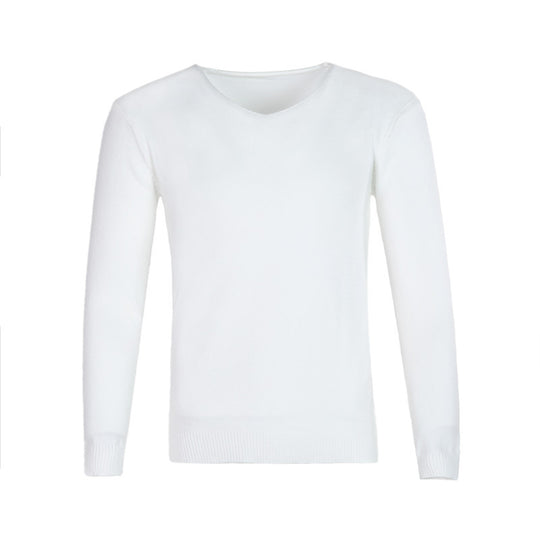 Herren nan feiner V-Ausschnitt-Pullover aus Baumwoll-Merino-Mix mit schmaler Silhouette EB