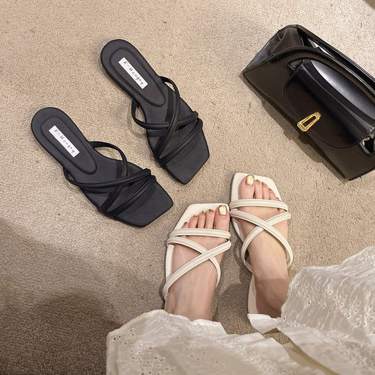 Damen modische Riemchensandalen mit elegantem Samtfinish EB