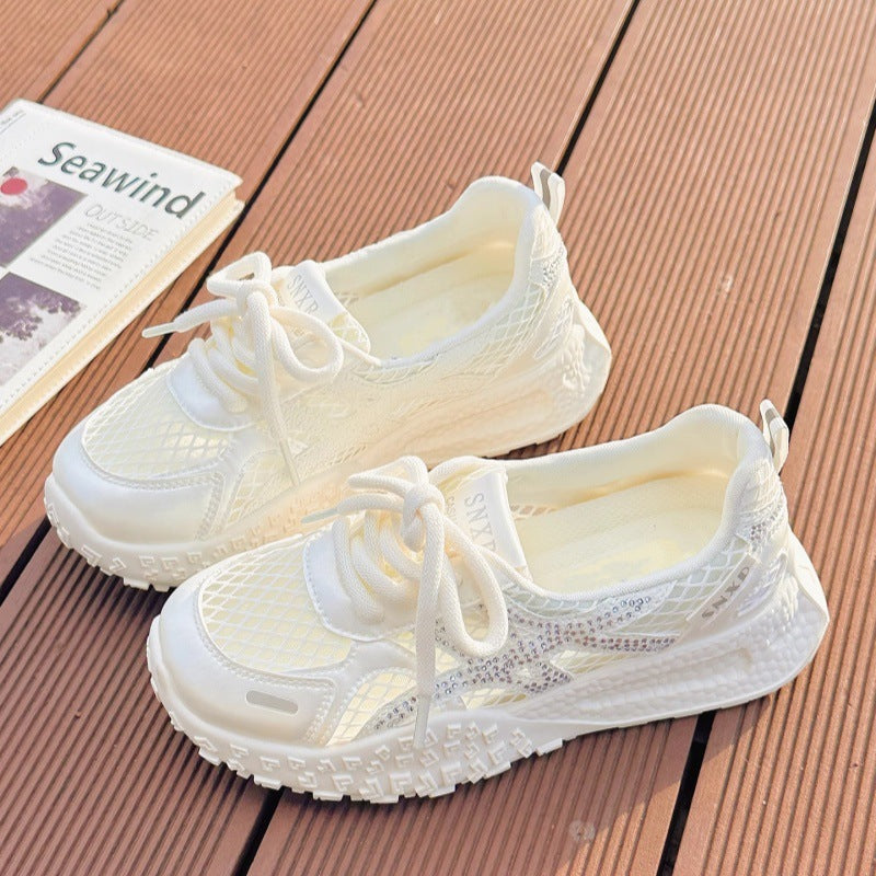Damen Sportliche Sneaker mit atmungsaktivem Netzdesign und funkelnden Akzenten EB