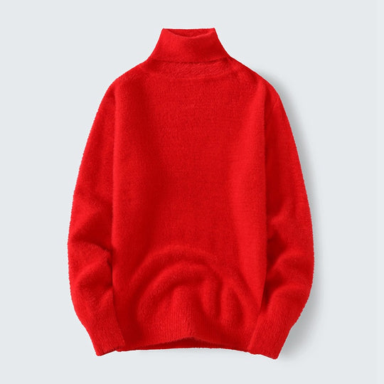 Herren warmer Rollkragenpullover aus weichem Strickstoff EB