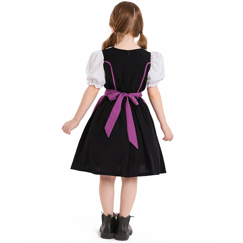 Damen nan trachtiges Dirndlkleid mit geschnürtem Mieder, Puffärmeln und abnehmbarer Schürze EB