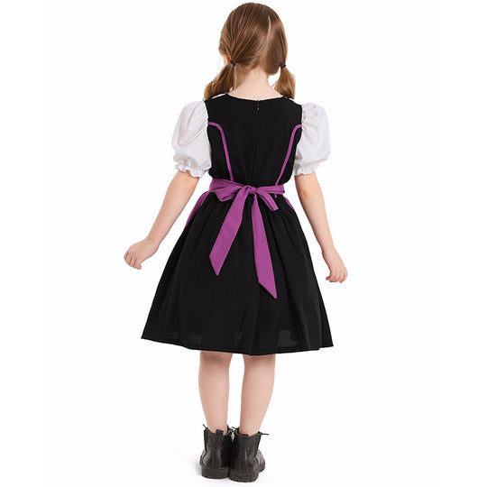 Damen nan trachtiges Dirndlkleid mit geschnürtem Mieder, Puffärmeln und abnehmbarer Schürze EB