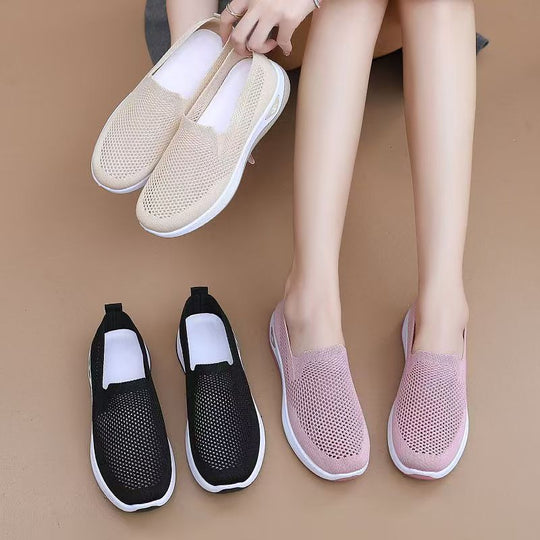 Damen luftige Slip-On Sneaker mit flexiblem Mesh-Obermaterial EB