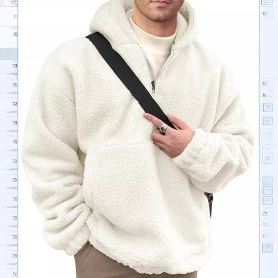 Herren kuscheliger Fleece-Pullover mit halbem Reißverschluss EB
