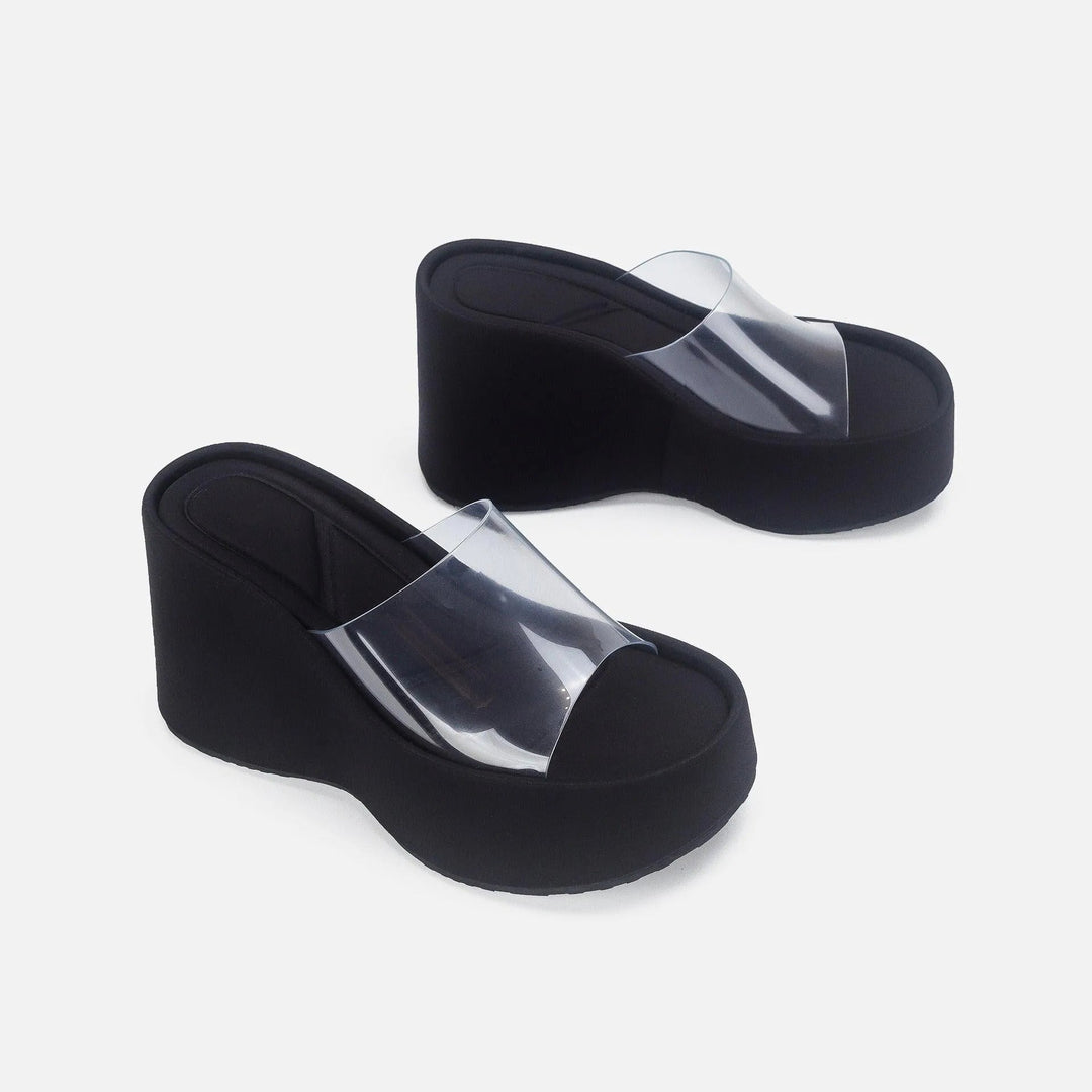 EB | Translucent platform sandals with ankle strap