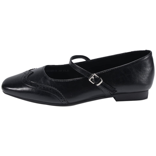 Damen Elegante Ballerinas mit komfortablem Riemchen und feiner Brogue-Verzierung EB