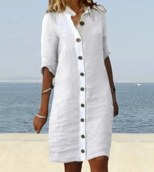 Damen Hemdblusenkleid mit Knopfverschluss und einem lässigen Schnitt EB