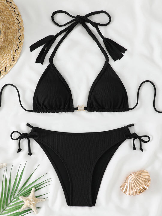 Damen Badeanzug-Set mit fransigen Details und verstellbaren Trägern EB