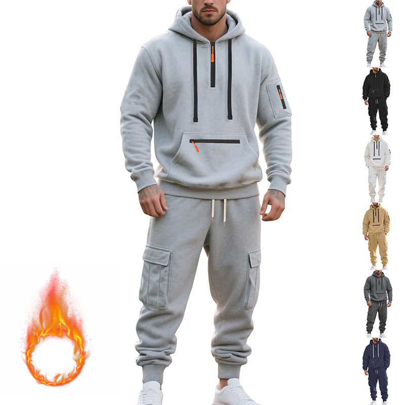 Herren sportliches Hoodie und Bundhose Set mit praktischen Taschen EB