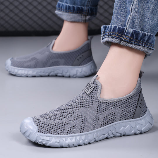 Unisex nan leichter atmungsaktiver Slip-On Strick-Walking-Schuh mit flexibler Profilsohle EB