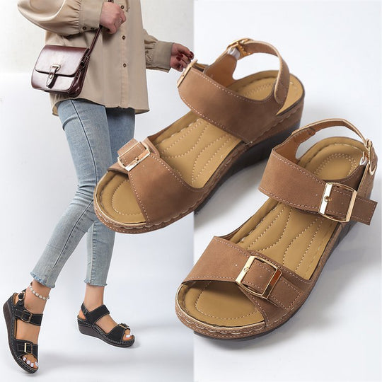 Damen Komfortable Wedge-Sandalen mit verstellbaren Riemen EB