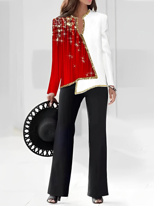 Damen Elegante Statement-Jacke mit asymmetrischem Schnitt und funkelnden Details EB