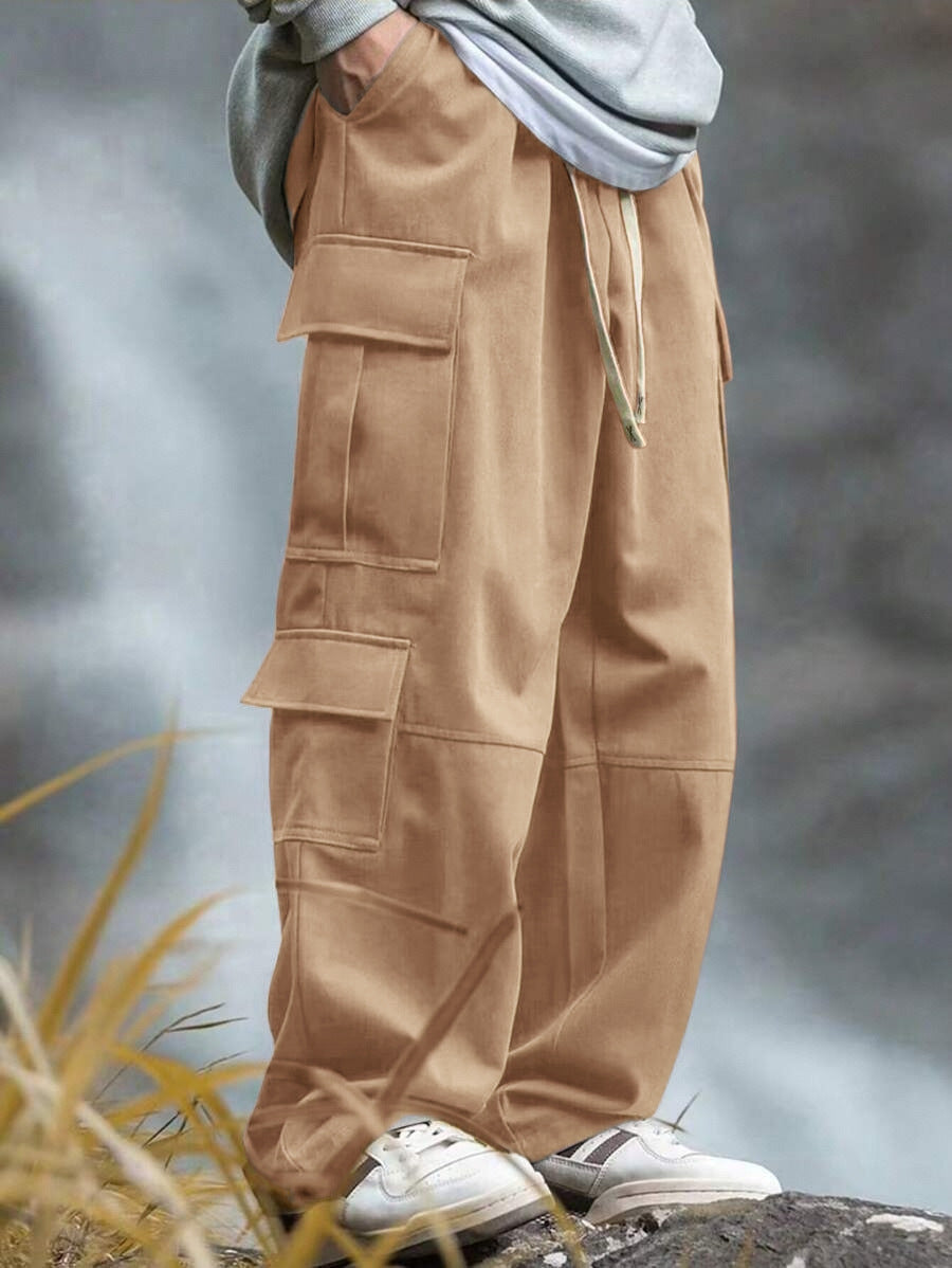 Herren nan weite Cargo-Hose mit Mehrfachtaschen, Tunnelzug und verstärkten Kniepartien EB