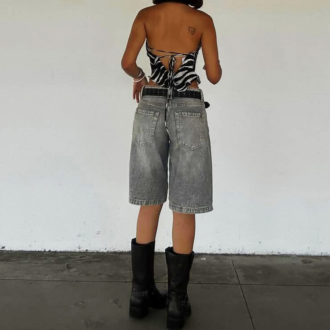 Damen Hochgeschnittene Denim-Shorts im modernen Stil EB