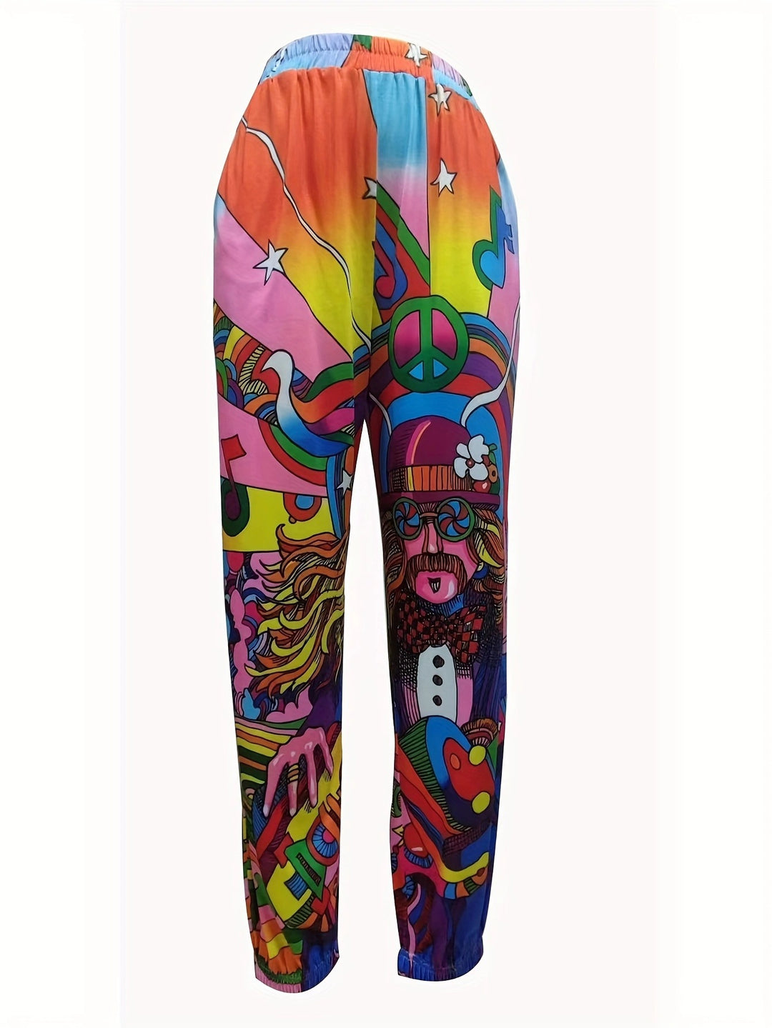 Damen Bunte Freizeithose mit elastischem Bund und einzigartigem Grafikdesign EB