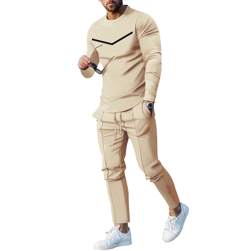 Herren Sportliches Freizeit-Set mit atmungsaktivem Langarmshirt und bequemen Jogginghosen EB