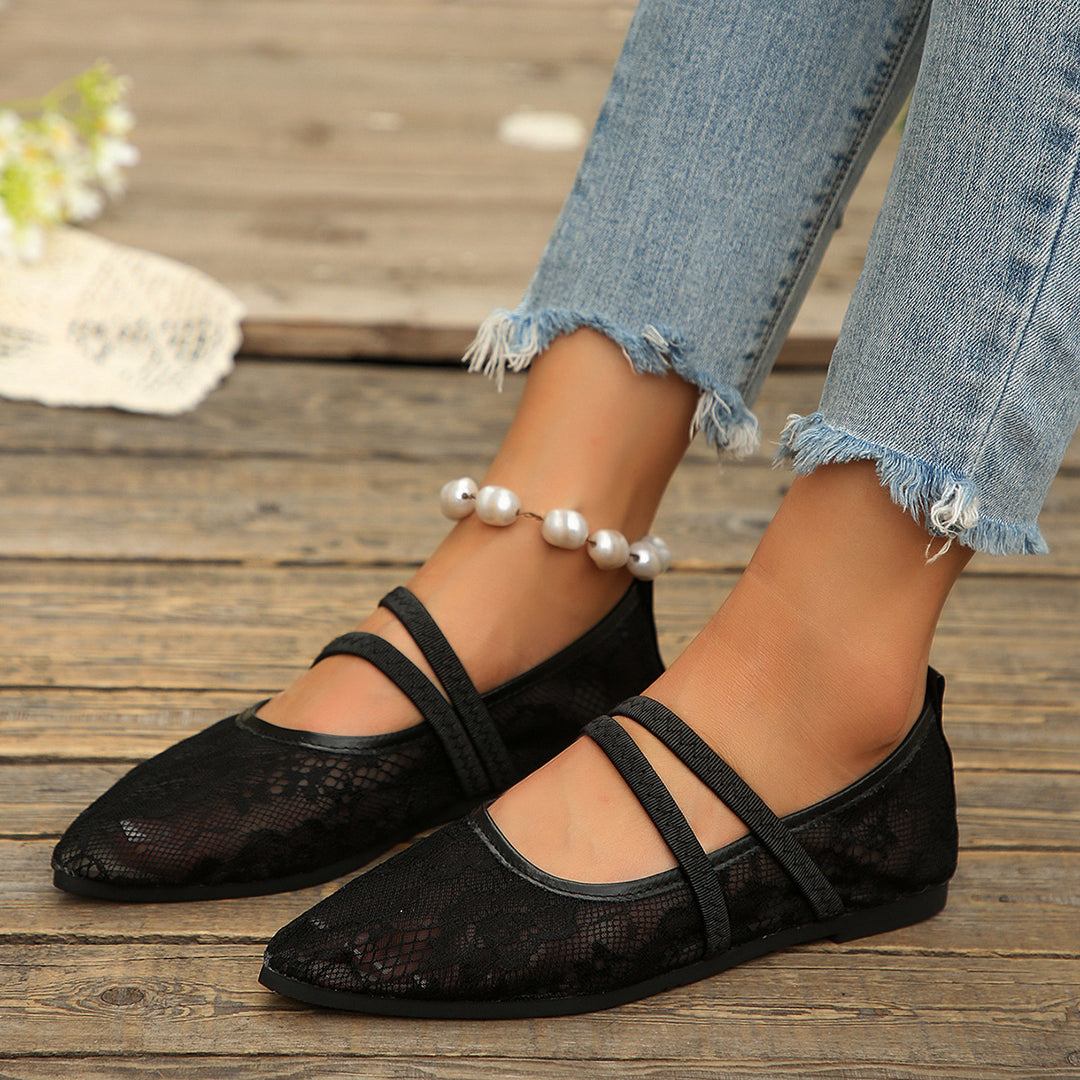 Damen Ballerinas mit elegantem Spitzen-Design EB