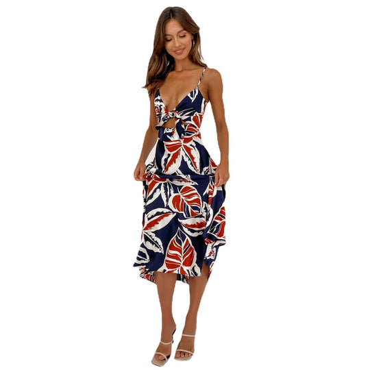 Damen Wickelkleid mit floralem Print und verspielt schwingendem Saum EB