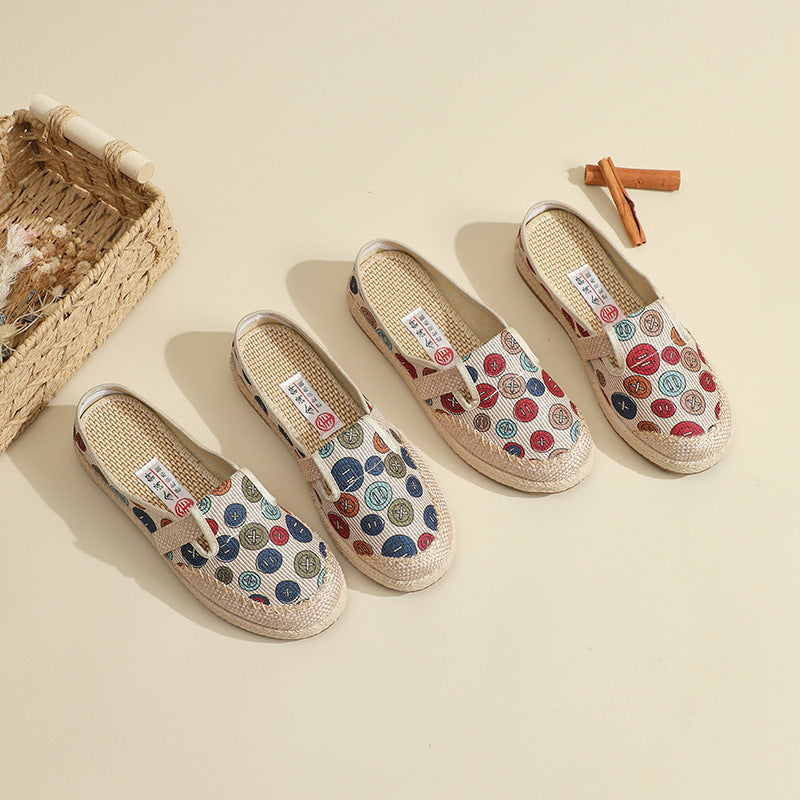 Damen Bequeme Slip-On Schuhe mit buntem Knopfdesign EB