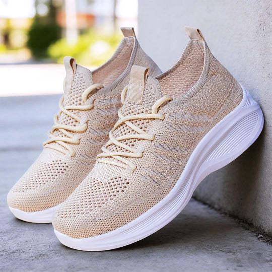 Damen nan ergonomischer Strick-Comfort-Sneaker mit gezielter Belüftung, elastischem Schlupfschaft und stoßabsorbierender Keilsohle EB