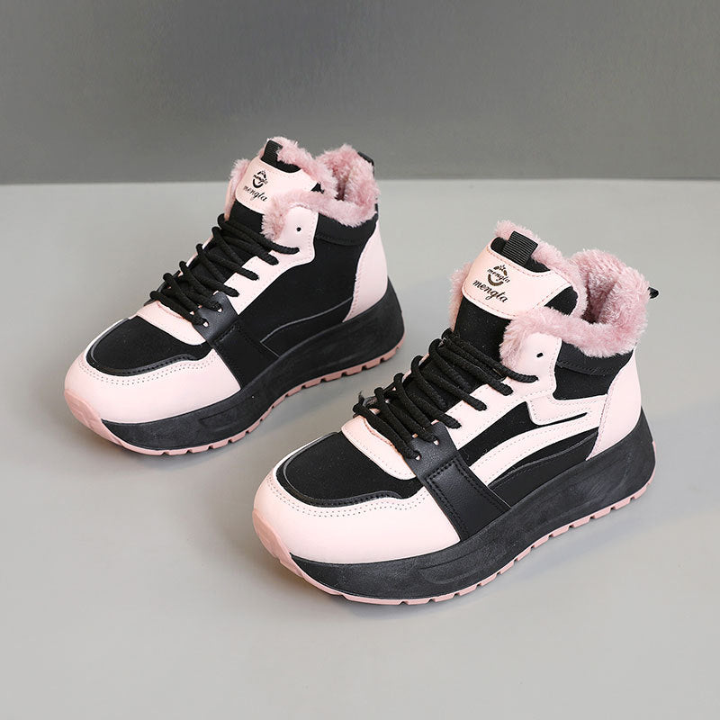Damen modische High-Top Sneakers mit warmem Innenfutter und rutschfester Sohle EB