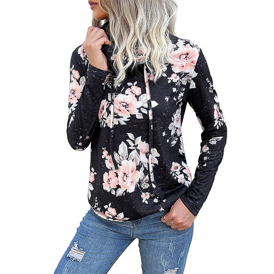 Damen gemütlicher Hoodie mit floralem Design und lässigem Schnitt EB